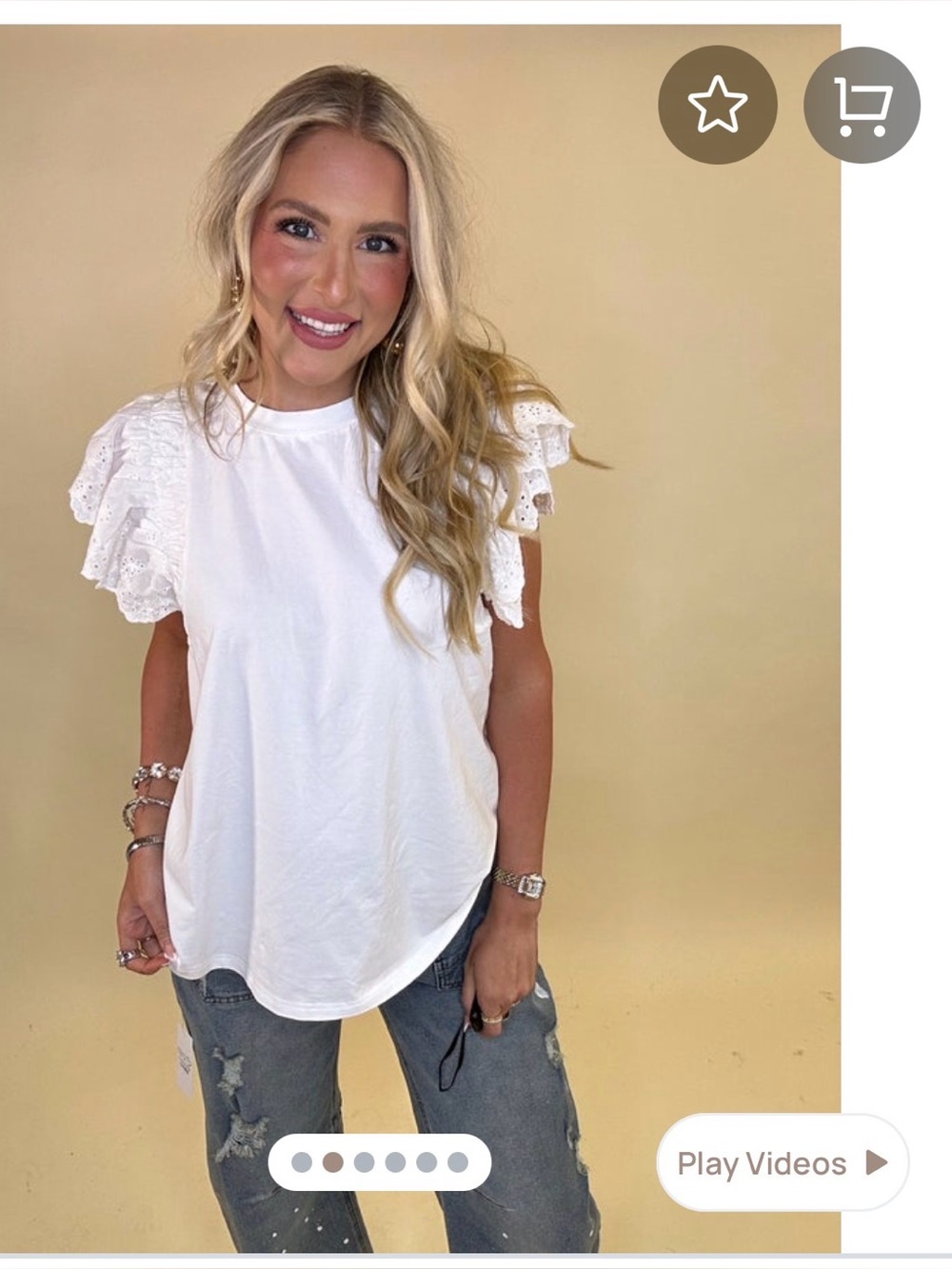 NWT EASEL White Lace Flutter Sleeve Top - Women